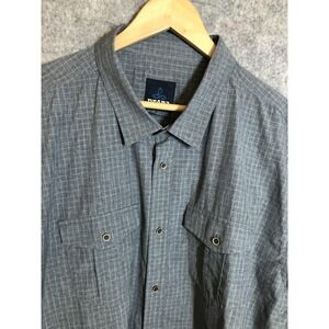 prAna Shirt Mens 2XL Gray Check Breath Button Front Roll Tab Pockets Hiking